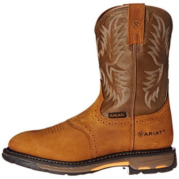 Ariat Men’s Workhog 10.5 D Medium Brown Leather Work Boots Electrical Soft Toe - Picture 11 of 12